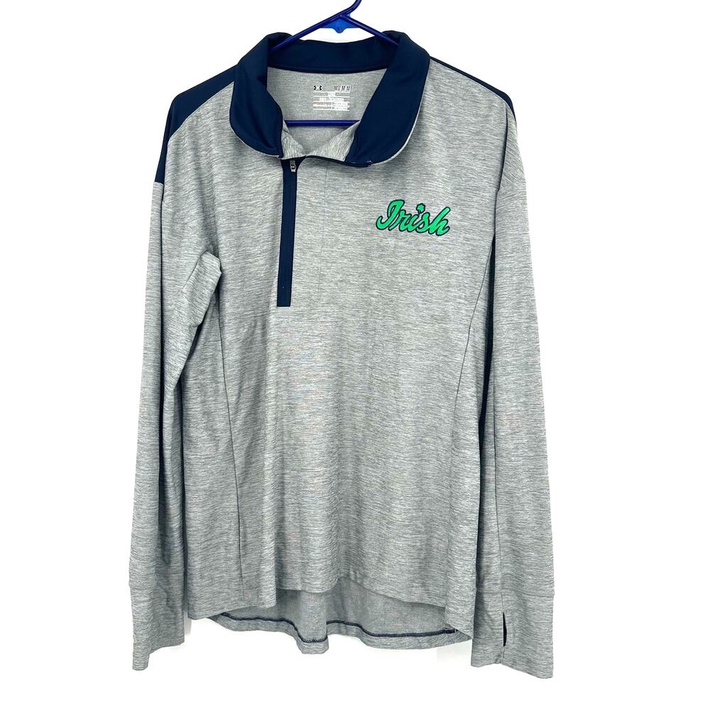 Under Armour Size Medium Sweater Gray Fighting Irish Notre Dame University Track